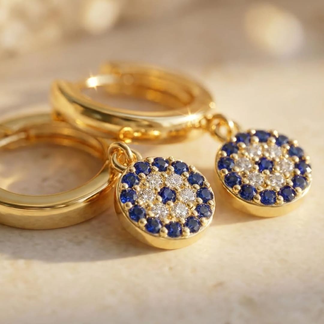 Evil Eye Hoop Earrings-Earrings-Yiyae-Yiyae