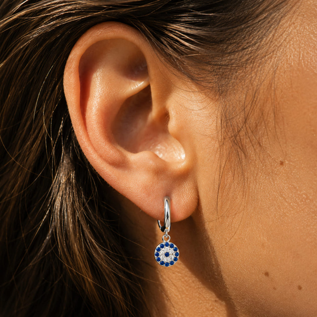 Evil Eye Hoop Earrings-Earrings-Yiyae-Yiyae