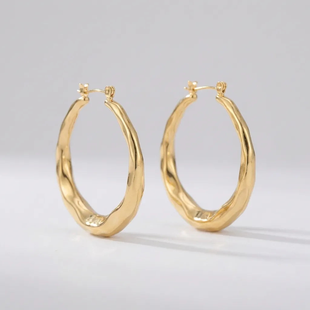 Faceted Hoop Earrings-Earrings-Yiyae-Yiyae