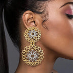 Filigree Disc Drop Earrings-Earrings-Yiyae-Yiyae