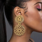 Filigree Disc Drop Earrings-Earrings-Yiyae-Yiyae