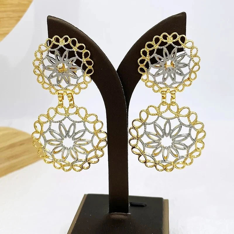 Filigree Disc Drop Earrings-Earrings-Yiyae-Yiyae