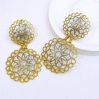 Filigree Disc Drop Earrings-Earrings-Yiyae-Yiyae