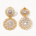 Filigree Disc Drop Earrings-Earrings-Yiyae-Two Tone-Yiyae