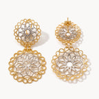 Filigree Disc Drop Earrings-Earrings-Yiyae-Two Tone-Yiyae