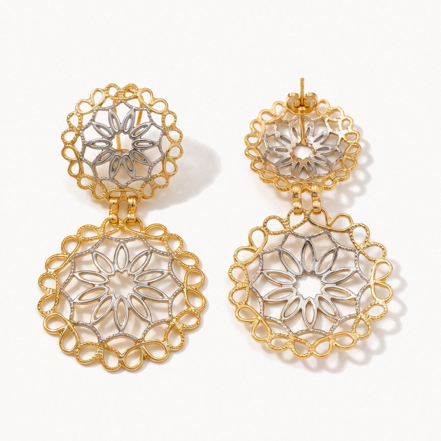 Filigree Disc Drop Earrings