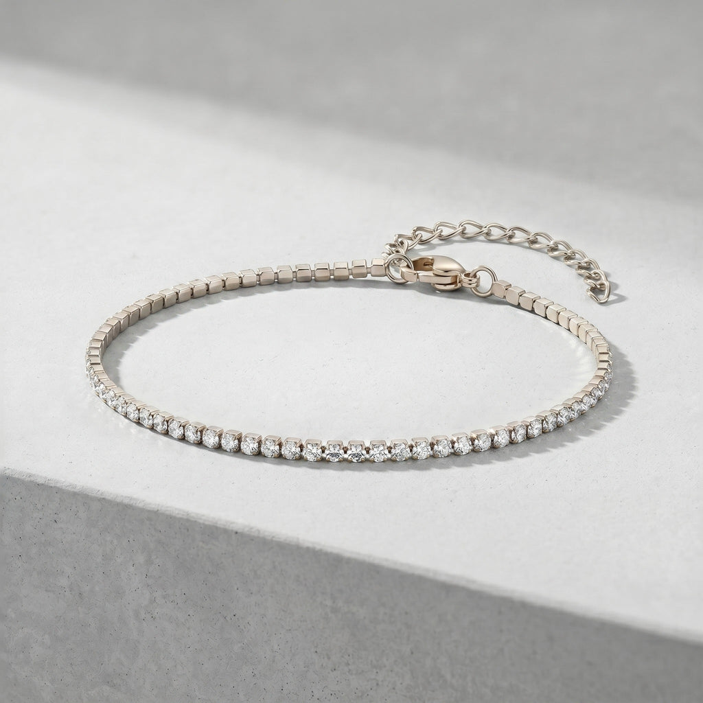 Fine Crystal Tennis Anklet-Anklets-Yiyae-Yiyae