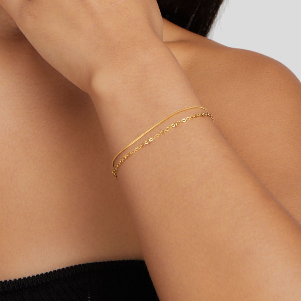 Fine Layered Chain Bracelet - Gold - Bracelets - Yiyae - foto 3