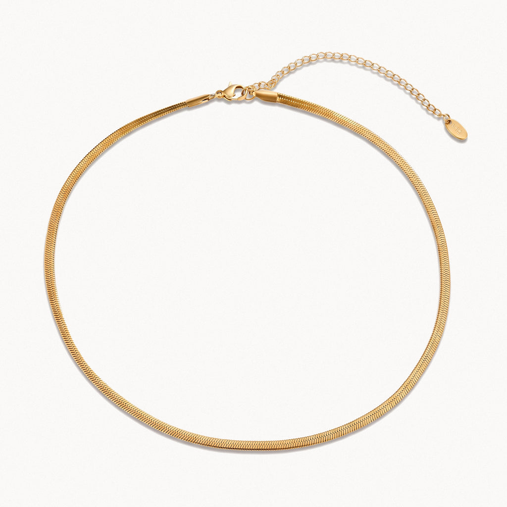 Flat Snake Chain Necklace-Necklaces-Yiyae-Gold-Yiyae