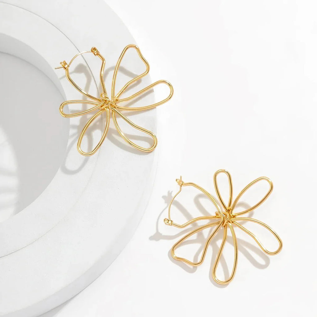 Floral Outline Earrings-Earrings-Yiyae-Yiyae