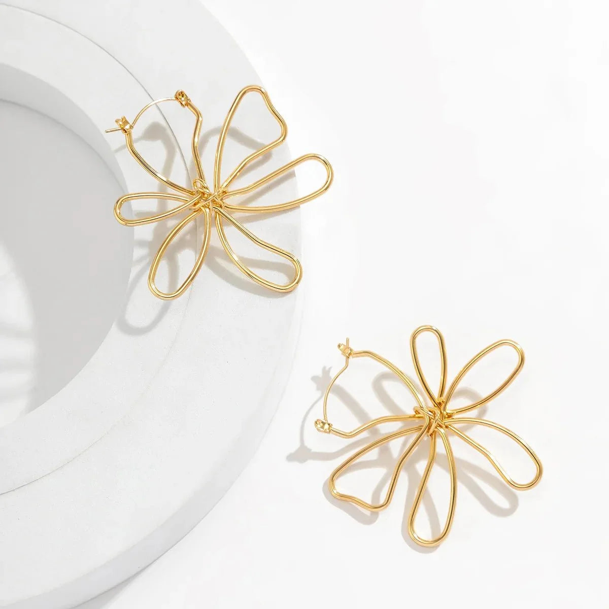 Floral Outline Earrings-Earrings-Yiyae-Yiyae