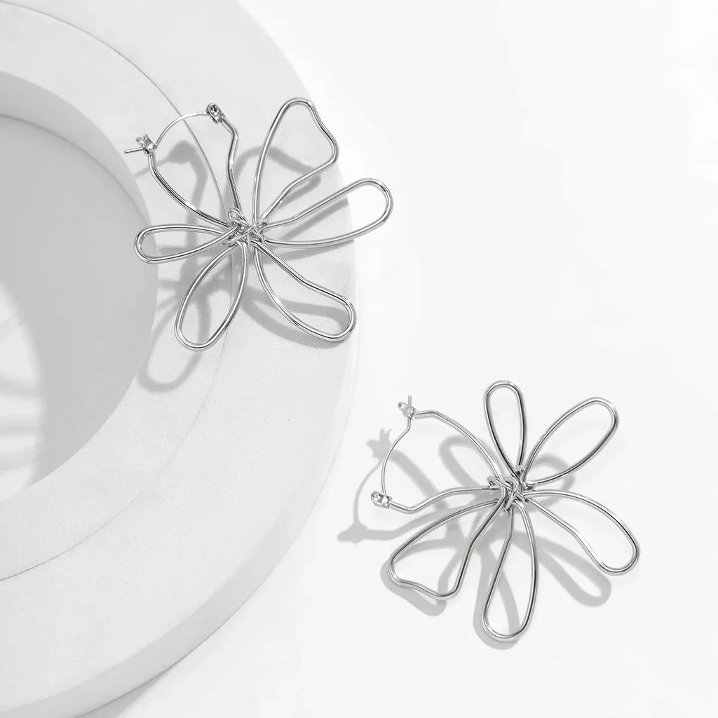 Floral Outline Earrings-Earrings-Yiyae-Yiyae
