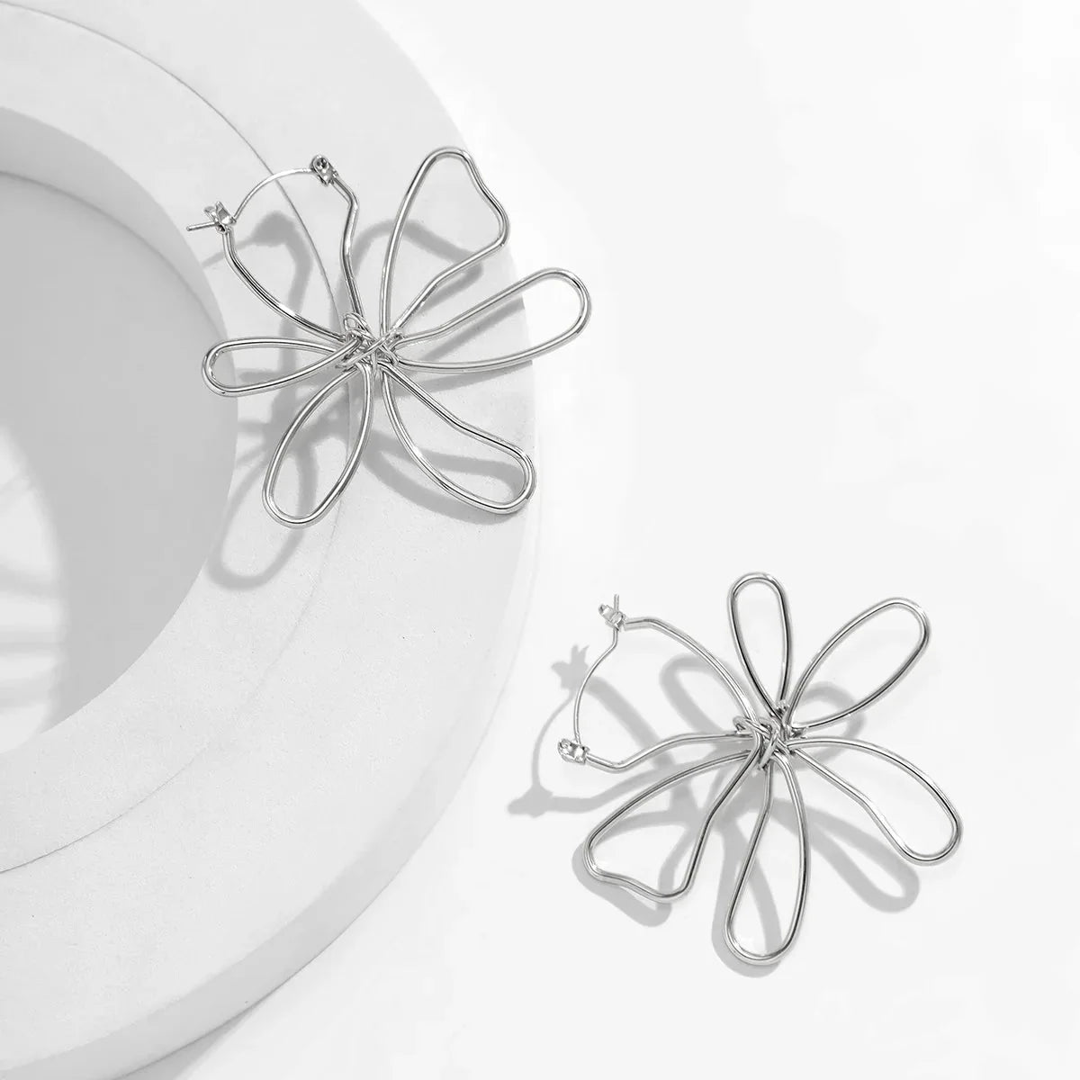 Floral Outline Earrings-Earrings-Yiyae-Yiyae