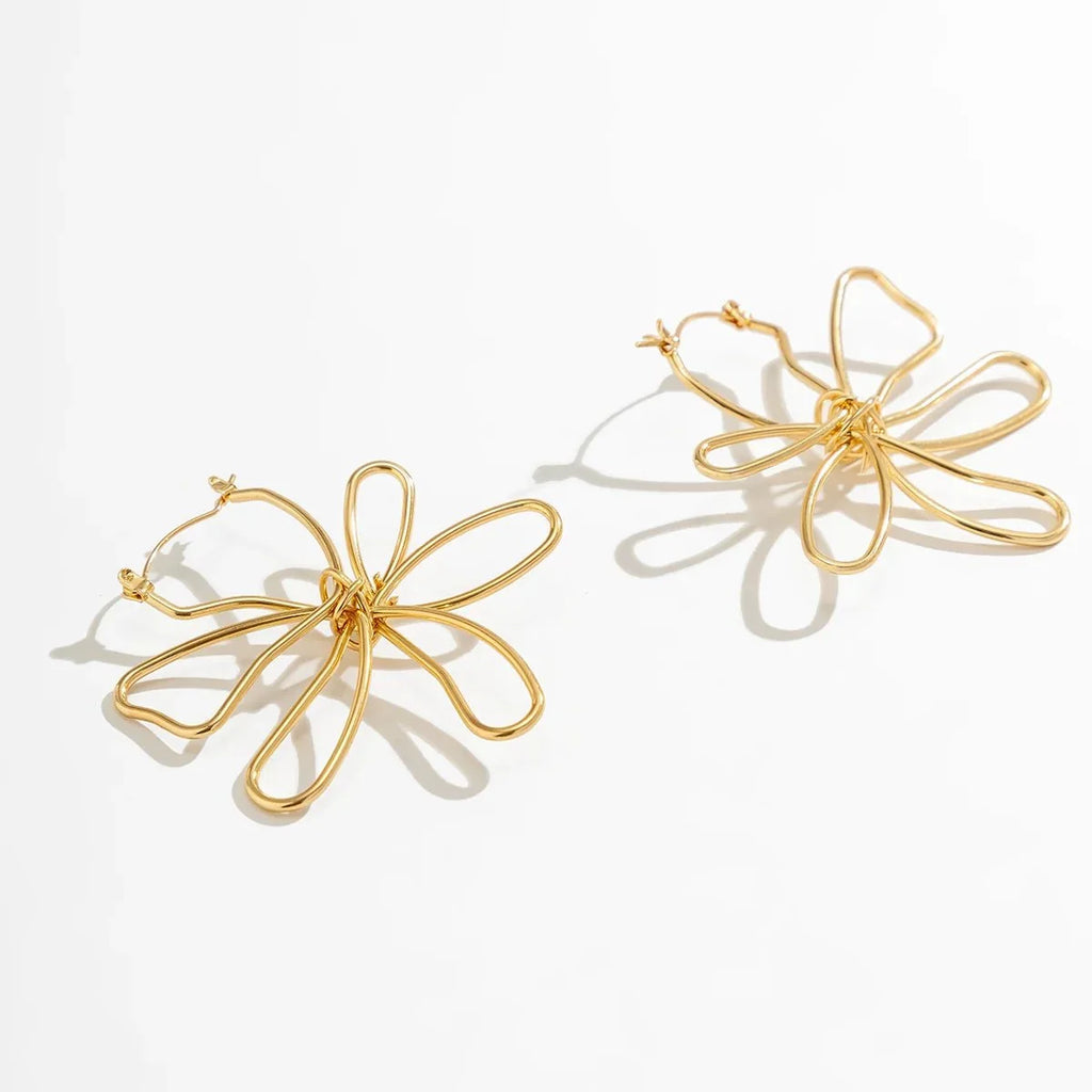 Floral Outline Earrings-Earrings-Yiyae-Yiyae