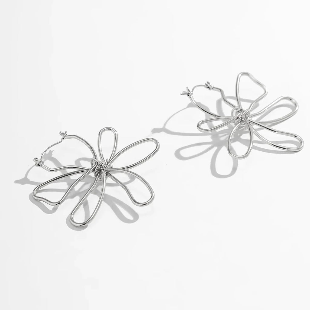 Floral Outline Earrings-Earrings-Yiyae-Yiyae