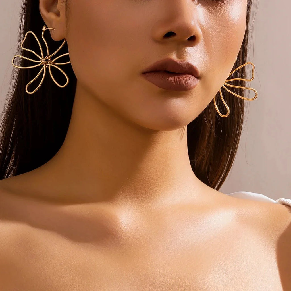 Floral Outline Earrings-Earrings-Yiyae-Yiyae