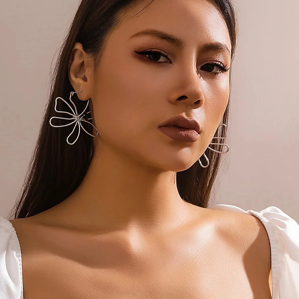 Floral Outline Earrings-Earrings-Yiyae-Yiyae