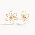 Floral Outline Earrings-Earrings-Yiyae-Gold-Yiyae