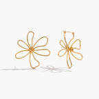 Floral Outline Earrings-Earrings-Yiyae-Gold-Yiyae