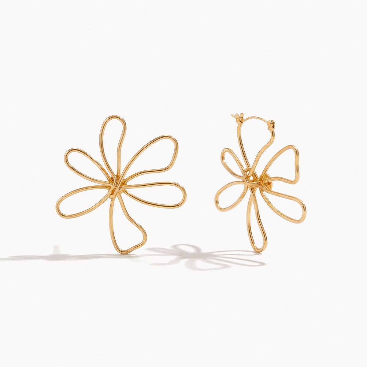 Floral Outline Earrings-Earrings-Yiyae-Gold-Yiyae