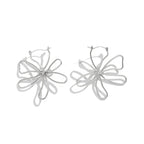 Floral Outline Earrings-Earrings-Yiyae-Silver-Yiyae