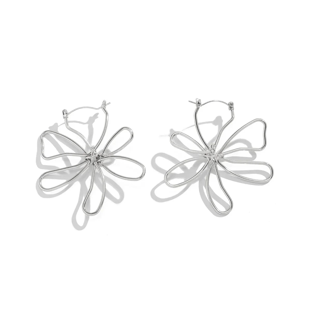 Floral Outline Earrings-Earrings-Yiyae-Silver-Yiyae