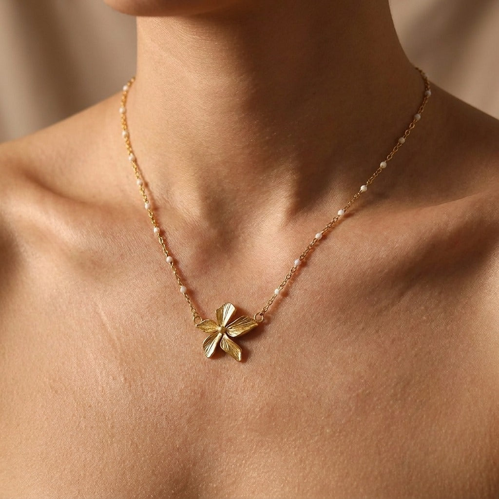Flower Bead Necklace-Necklaces-Yiyae-Yiyae