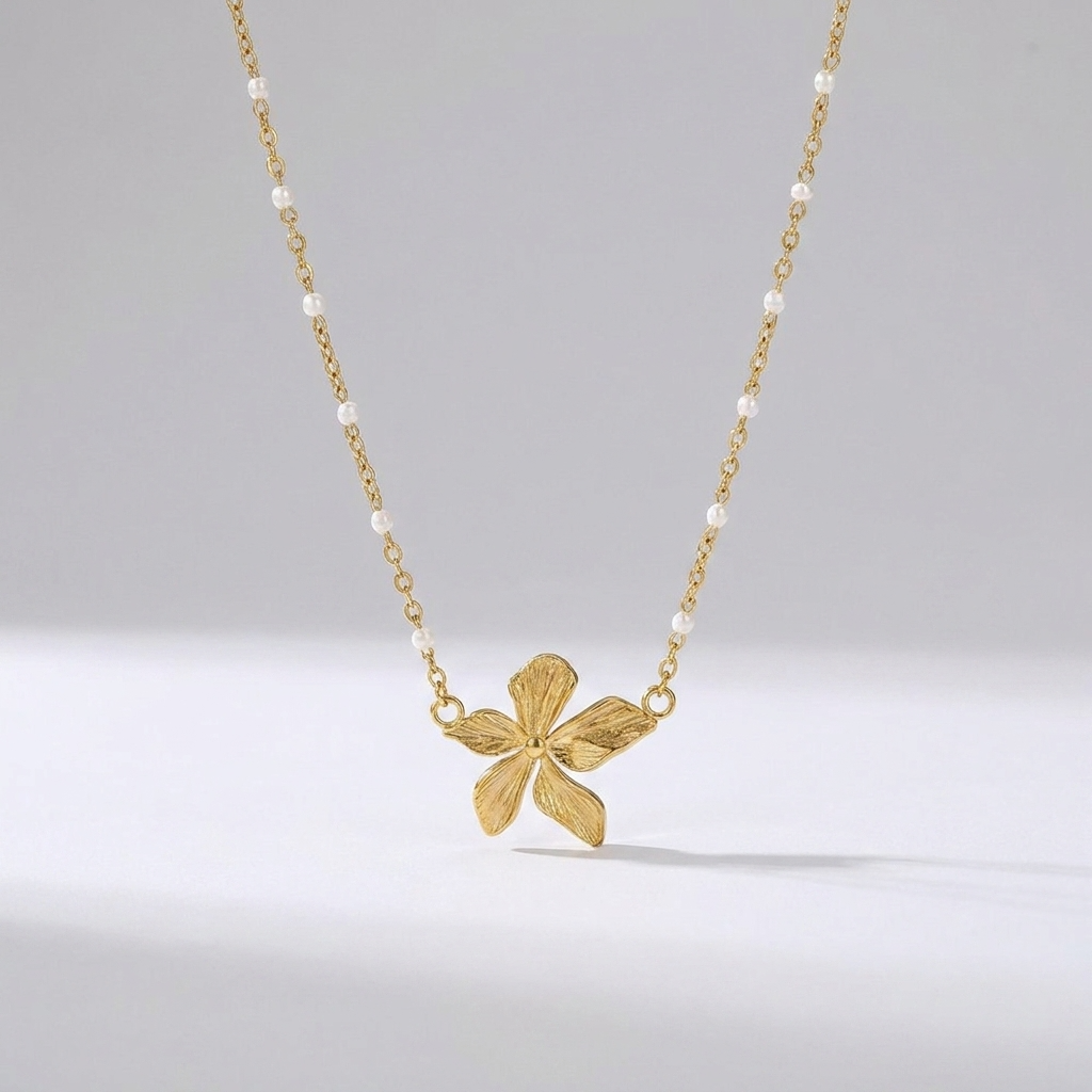 Flower Bead Necklace-Necklaces-Yiyae-Yiyae
