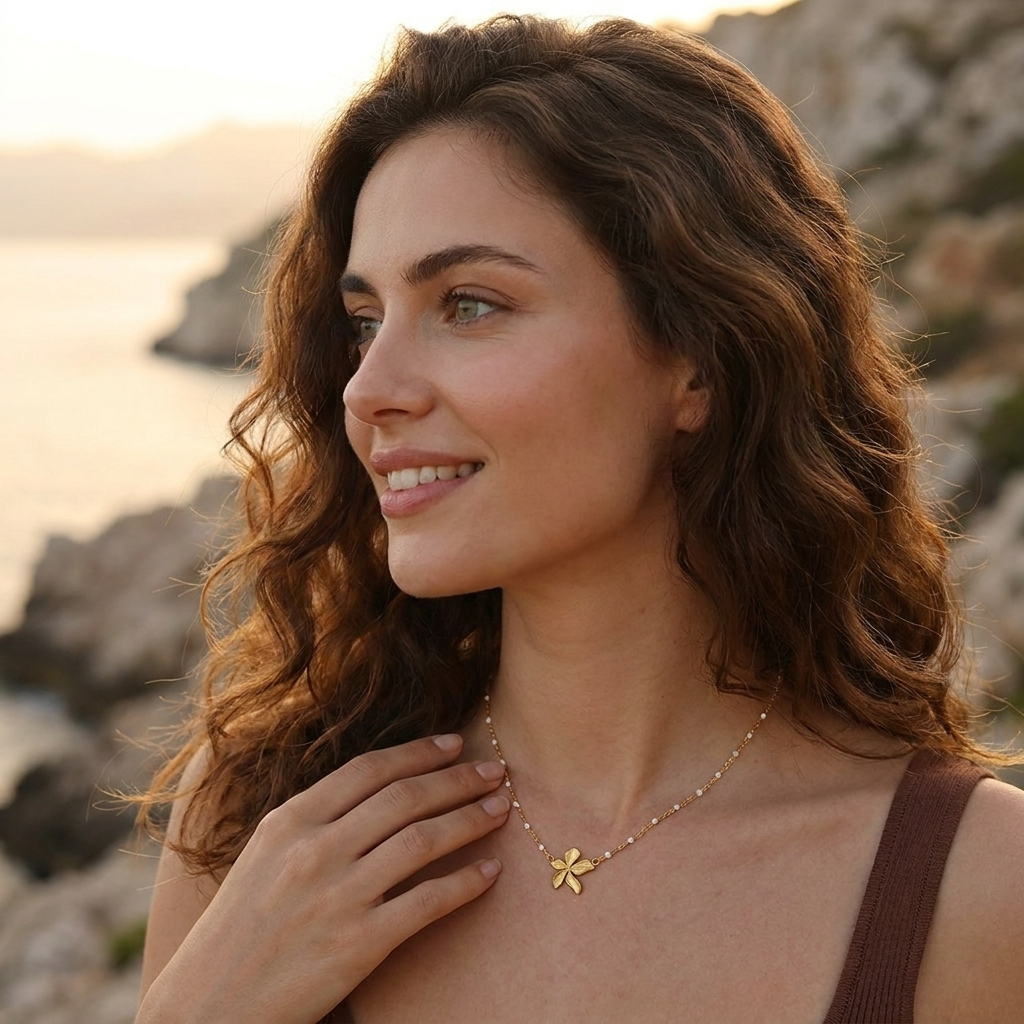 Flower Bead Necklace-Necklaces-Yiyae-Yiyae