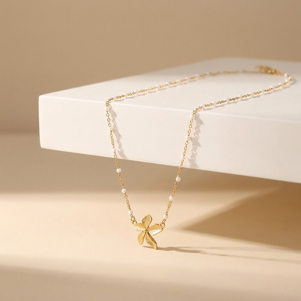 Flower Bead Necklace-Necklaces-Yiyae-Yiyae
