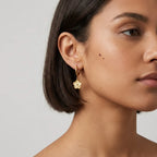 Flower Charm Hoops-Earrings-Yiyae-Yiyae