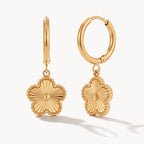 Flower Charm Hoops-Earrings-Yiyae-Gold-Yiyae