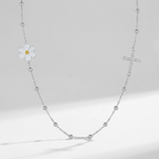 Flower & Cross Necklace-Necklaces-Yiyae-Yiyae