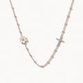 Flower & Cross Necklace-Necklaces-Yiyae-Silver-Yiyae