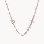 Flower & Cross Necklace-Necklaces-Yiyae-Silver-Yiyae