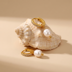 Freshwater Pearl Charm Hoops-Earrings-Yiyae-Yiyae