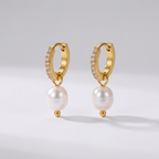 Freshwater Pearl Charm Hoops-Earrings-Yiyae-Yiyae