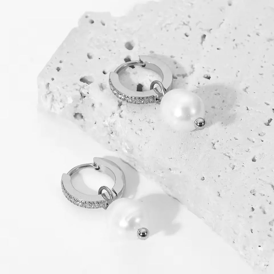 Freshwater Pearl Charm Hoops