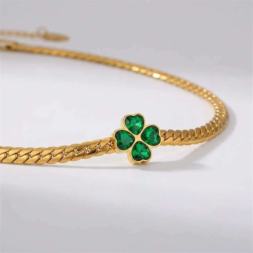 Green Clover Necklace-Necklaces-Yiyae-Yiyae