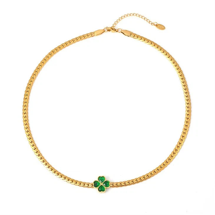 Green Clover Necklace-Necklaces-Yiyae-Yiyae