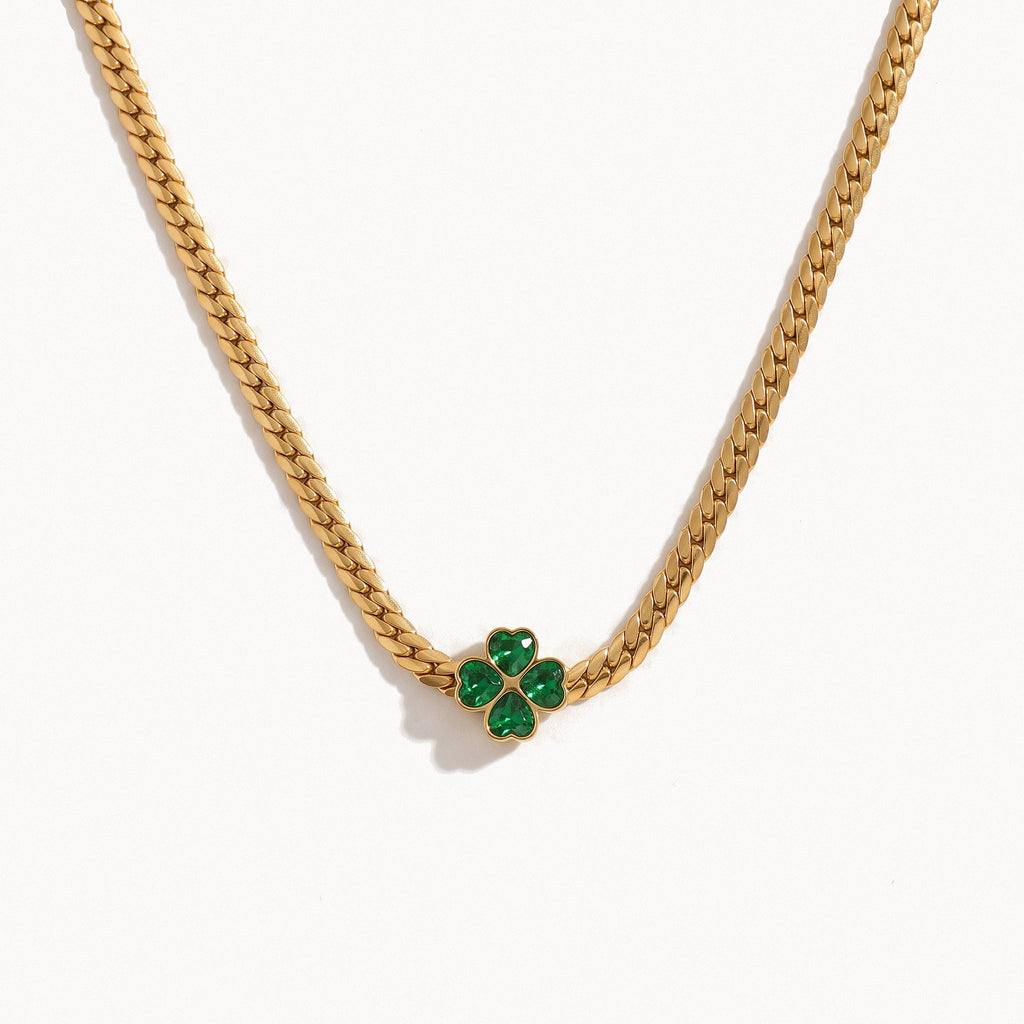 Green Clover Necklace-Necklaces-Yiyae-Gold-Yiyae