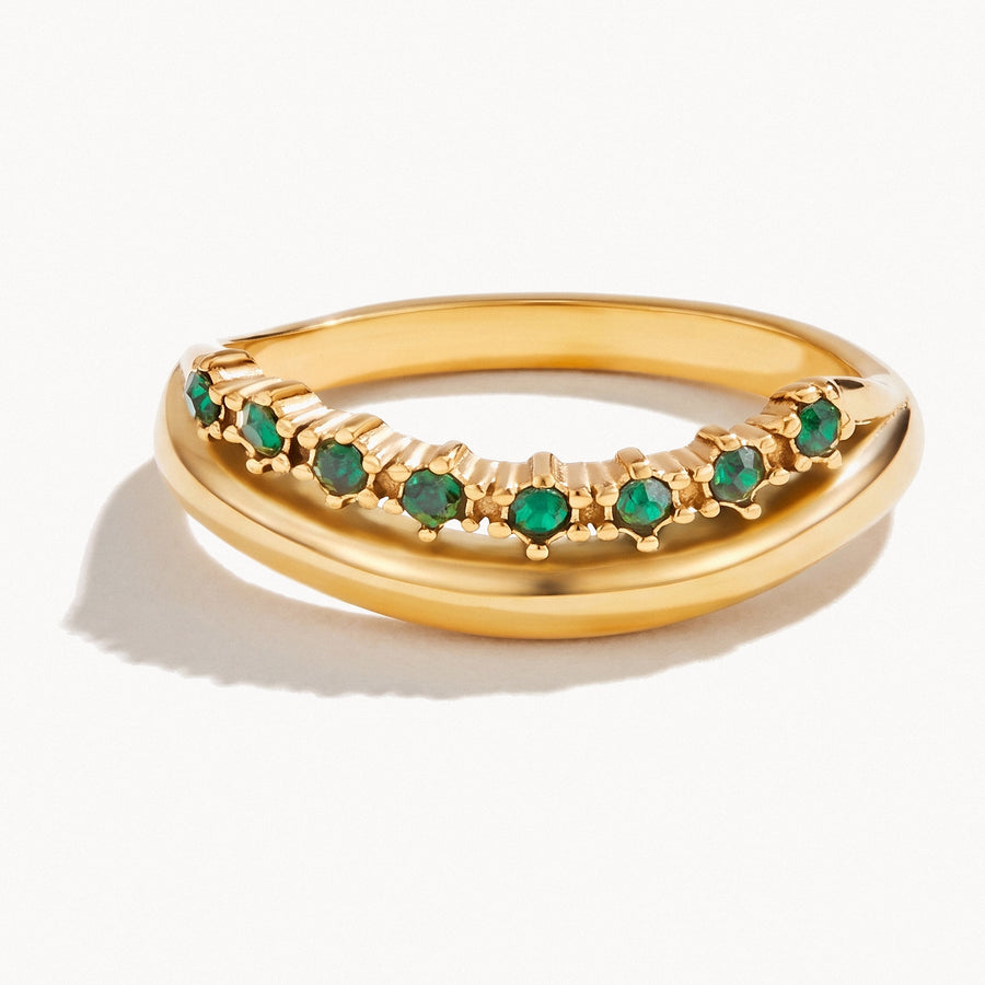 Green Crystal Layered Ring