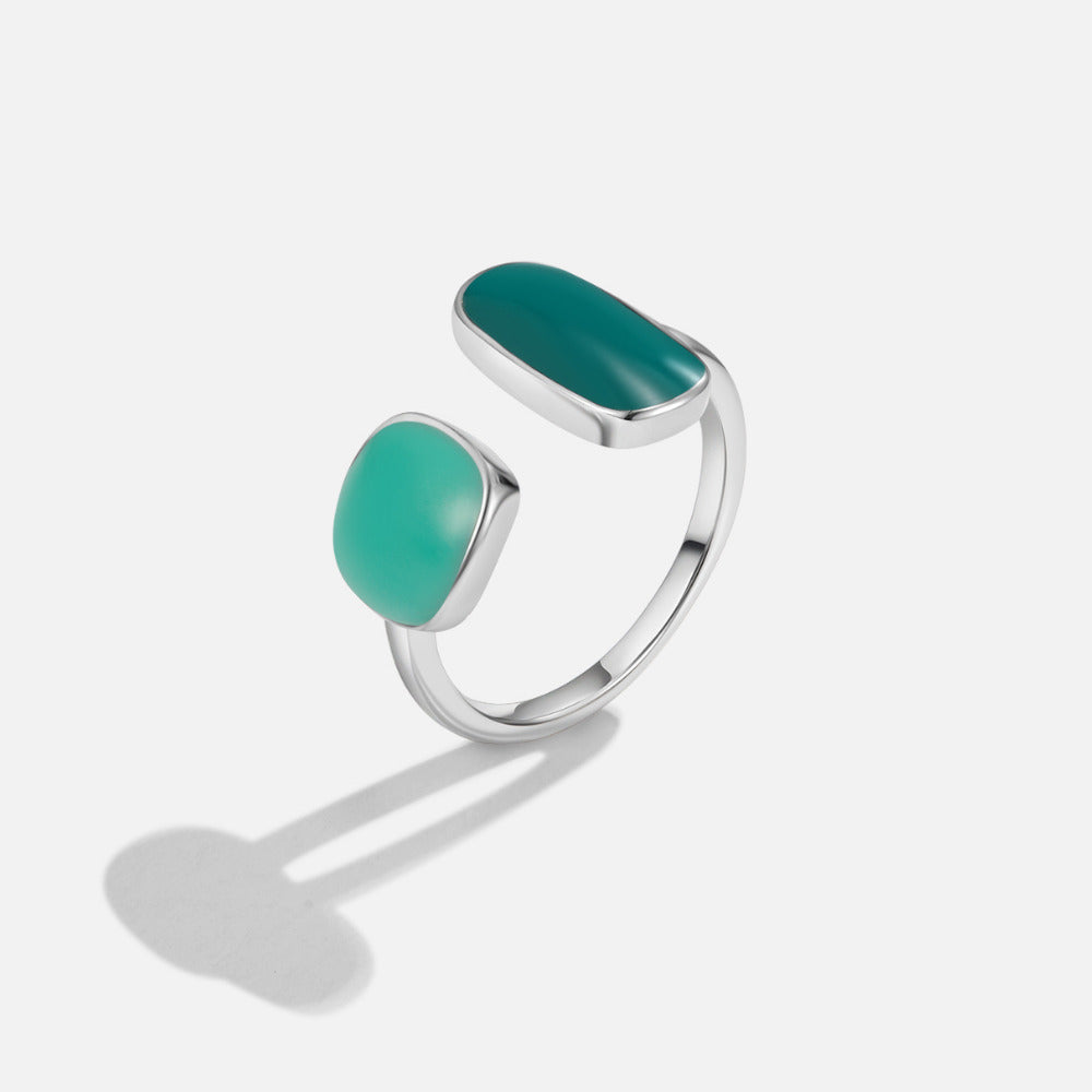 Green Double Stone Ring-Rings-Yiyae-Yiyae
