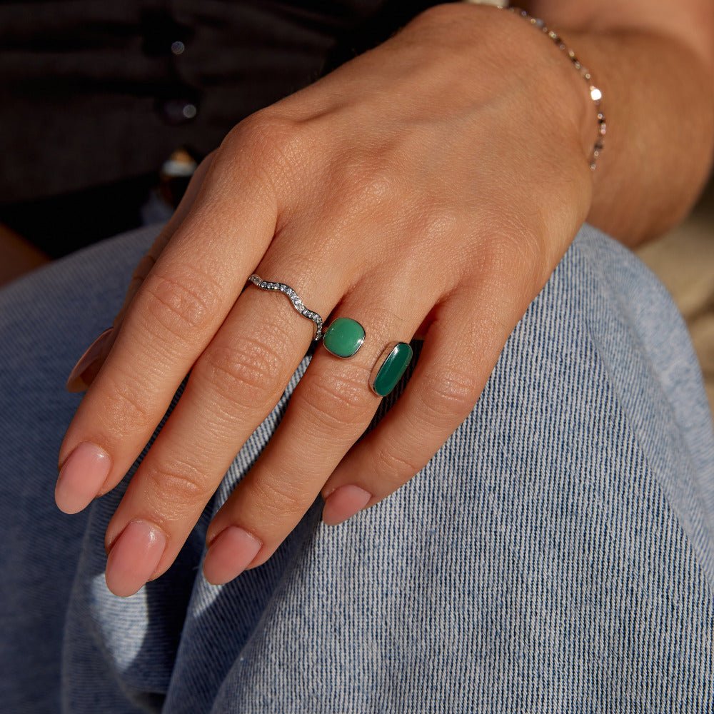 Green Double Stone Ring-Rings-Yiyae-Yiyae