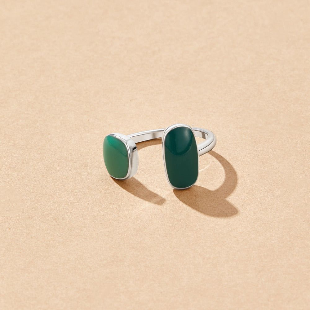 Green Double Stone Ring-Rings-Yiyae-Yiyae