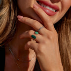 Green Double Stone Ring-Rings-Yiyae-Yiyae