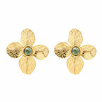 Green Flower Studs-Earrings-Yiyae-Yiyae