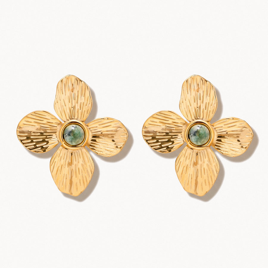 Green Flower Studs