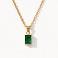 Green Rectangle Pendant Necklace-Necklaces-Yiyae-Gold-Yiyae