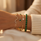 Green Stone Bracelet Set